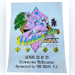 Melbourne Art Festival 1989 Pink Flamingos VTG Promo Poster 17 X 22.5 Florida